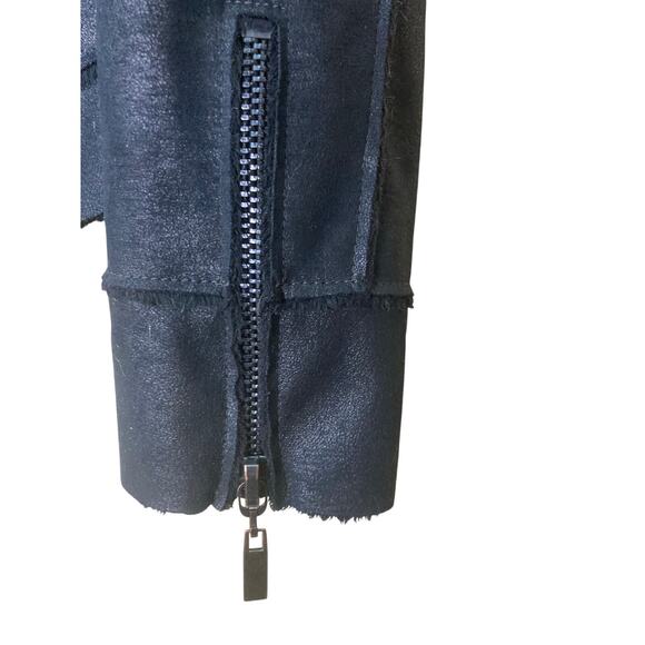 GUESS 1981 Faux Leather Jacket Roll Faux Fur Collar &Lining Black Size M - Picture 6 of 12